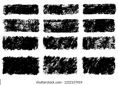 Vector set of hand drawn brush strokes, stains for backdrops. Monochrome design elements set. One color monochrome artistic hand drawn backgrounds.