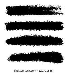 Vector set of hand drawn brush strokes, stains for backdrops. Monochrome design elements set. One color monochrome artistic hand drawn backgrounds.