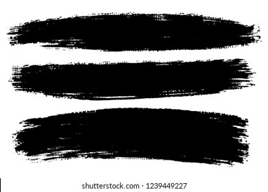 Vector set of hand drawn brush strokes, stains for backdrops. Monochrome design elements set. Black color artistic hand drawn backgrounds various shape.