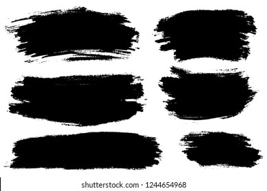 Vector set of hand drawn brush strokes, stains for backdrops. Monochrome design elements set. One color monochrome artistic hand drawn backgrounds.