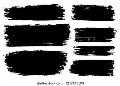 Vector set of hand drawn brush strokes, stains for backdrops. Monochrome design elements set. One color monochrome artistic hand drawn backgrounds.