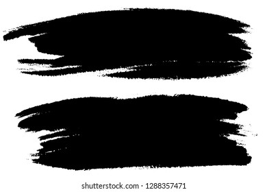 Vector set of hand drawn brush strokes, stains for backdrops. Monochrome design elements set. Black color artistic hand drawn backgrounds various shape.