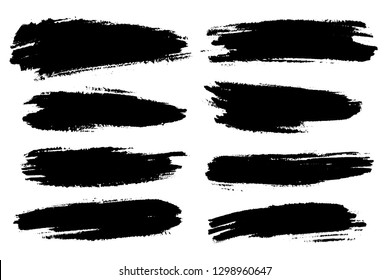 Vector set of hand drawn brush strokes, stains for backdrops. Monochrome design elements set. One color monochrome artistic hand drawn backgrounds.