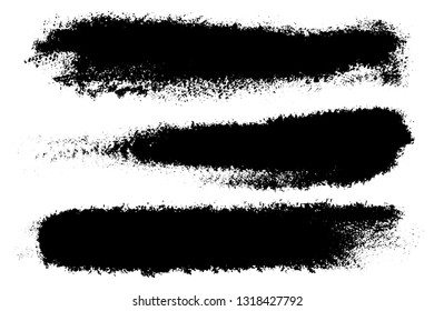 Vector set of hand drawn brush strokes, stains for backdrops. Monochrome design elements set. Black color artistic hand drawn backgrounds horizontal shape.