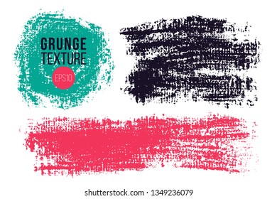 Vector set of hand drawn brush strokes and stains. One color monochrome artistic hand drawn backgrounds and graphic resources. Various shape paint spots.