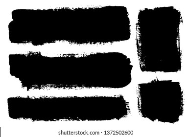 Vector set of hand drawn brush strokes, stains for backdrops. Monochrome design elements set. One color monochrome artistic hand drawn backgrounds.