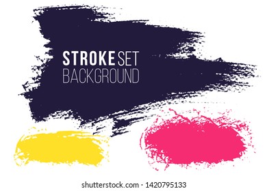 Vector set of hand drawn brush strokes, horizontal stains for backdrops. Multi color design elements set. Bright color artistic hand drawn backgrounds rectagular shape.