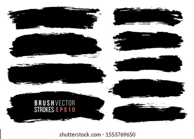 Vector set of hand drawn brush strokes, stains for backdrops. Monochrome design elements set. One color monochrome artistic hand drawn backgrounds.