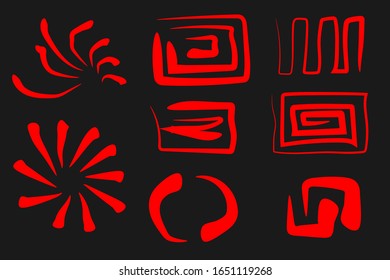 Vector set of hand drawn brush strokes, stains for backdrops. Monochrome design elements set. One color monochrome artistic hand drawn backgrounds.