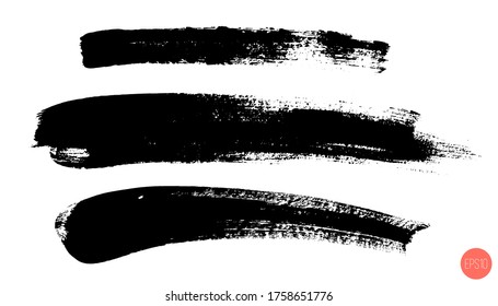 Vector set of hand drawn brush strokes, stains for backdrops. Monochrome design elements set. One color monochrome artistic hand drawn backgrounds.