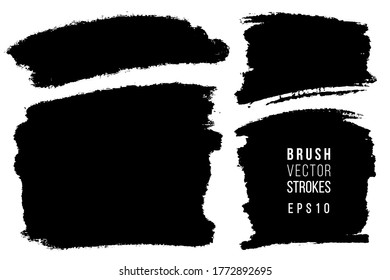 Vector set of hand drawn brush strokes, stains for backdrops. Monochrome design elements set. One color monochrome artistic hand drawn backgrounds.