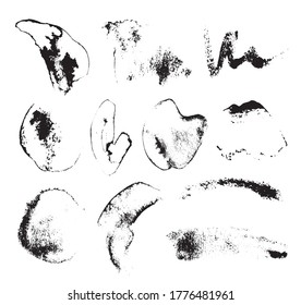 Vector set of hand drawn brush strokes, stains for backdrops. Handmade design elements.