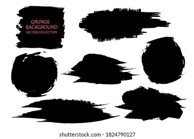 Ensemble d'images vectorielles de coups de pinceau dessinés à la main, taches pour les arrière-plans.Éléments de création faits à la main.