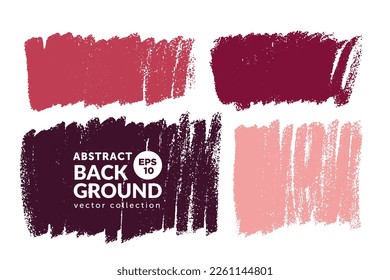 Vector set of hand drawn brush strokes, stains for backdrops. Monochrome lipstick palette colors design elements set. One color artistic hand drawn backgrounds.