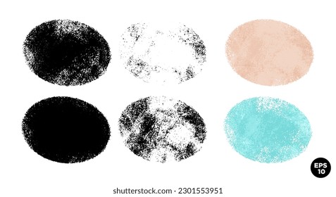 Vector set of hand drawn brush strokes, stains for backdrops. Design element set. Artistic hand drawn backgrounds which could be combine in multilayered textured spot.