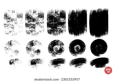 Vector set of hand drawn brush strokes, stains for backdrops. Design element set. Artistic hand drawn backgrounds which could be combine in multilayered textured spot.