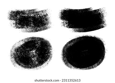 Vector set of hand drawn brush strokes, stains for backdrops. Monochrome design elements set. One color monochrome artistic hand drawn backgrounds.