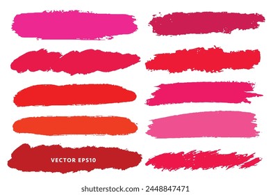 Vector set of hand drawn brush strokes, stains for backdrops. Monochrome design elements set. One color artistic hand painted backgrounds.