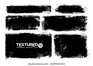 Vector set of hand drawn brush strokes, stains for backdrops. Monochrome design elements set. One color artistic hand painted backgrounds.