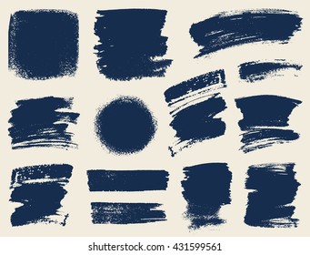 Vector set of hand drawn brush strokes and stains.