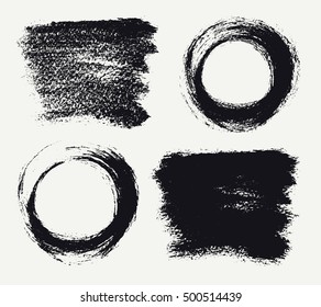 Vector set of hand drawn brush strokes and stains.