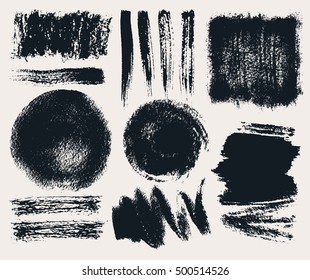 Vector set of hand drawn brush strokes and stains.
