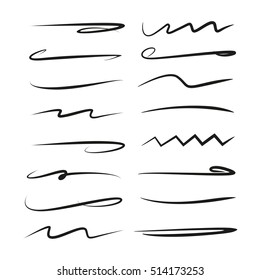 vector set hand drawn brush lines