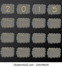 vector set of hand drawn calendar 2015