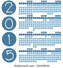 vector set of hand drawn calendar 2015