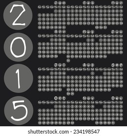 vector set of hand drawn calendar 2015