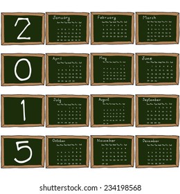 vector set of hand drawn calendar 2015