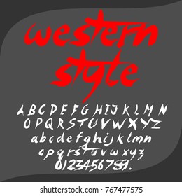 Vector set of hand drawn calligraphy fonts ABC letters and numbers
