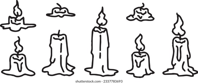 Vector set of hand drawn candles 