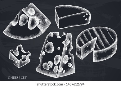 Vector set of hand drawn chalk cheese