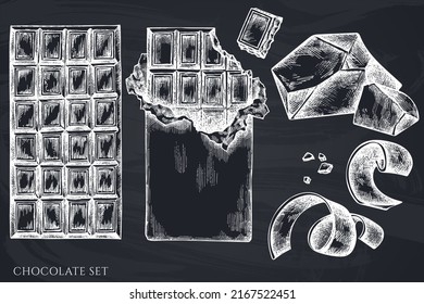 Vector set of hand drawn chalk chocolate