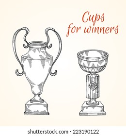 vector set of hand drawn Champions Cup