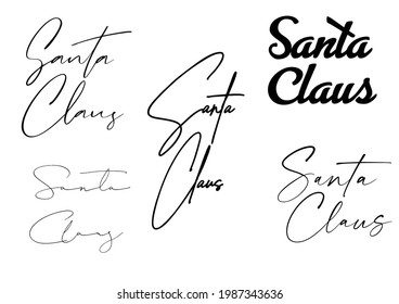 Vector set of hand drawn Christmas greeting cards. Great print for invitations, posters, tags. Santa Claus text collection.