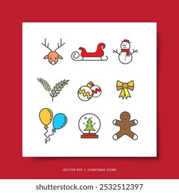 Conjunto de Vector de ilustraciones de Navidades dibujadas a mano para el diseño de vacaciones. Ilustración vectorial