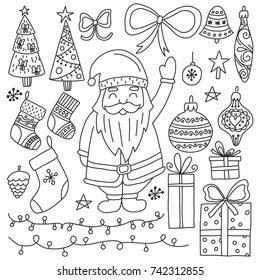 Vector set of hand drawn Christmas elements. Holiday clipart for your design