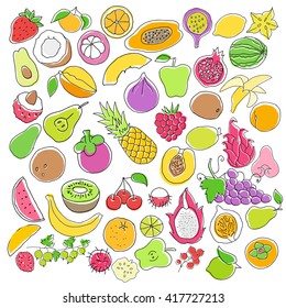 Vector Set Hand Drawn Colored Fruit Stock Vector (Royalty Free ...