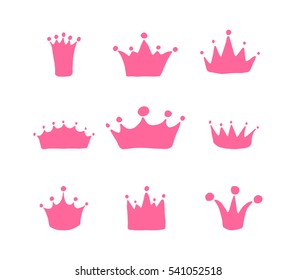 Vector Set Hand Drawn Crowns Young Stock Vector (Royalty Free ...