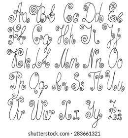 Calligraphy Lettering Script Font J Set Stock Vector (Royalty Free ...