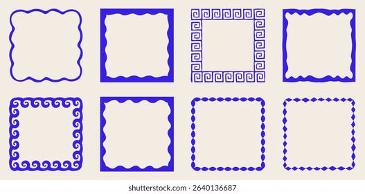 Vector set of hand drawn cut out style  frames and borders - abstract design elements for decoration or logo design templates, prints, placards, posts in modern minimalist style with copy space