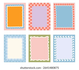 Vector set of hand drawn cut out style  frames and borders - abstract design elements for decoration or logo design templates, prints, placards, posts in modern minimalist style with copy space