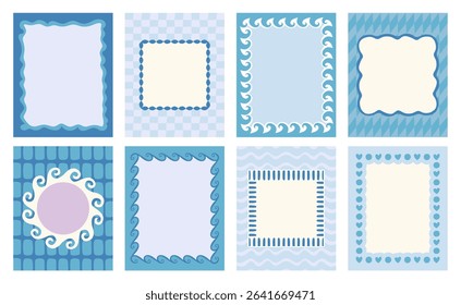 Vector set of hand drawn cut out style  frames and borders - abstract design elements for decoration or logo design templates, prints, placards, posts in modern minimalist style with copy space