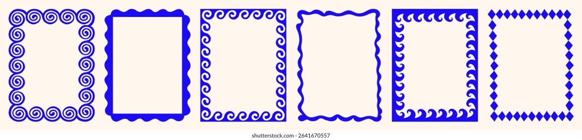 Vector set of hand drawn cut out style  frames and borders - abstract design elements for decoration or logo design templates, prints, placards, posts in modern minimalist style with copy space