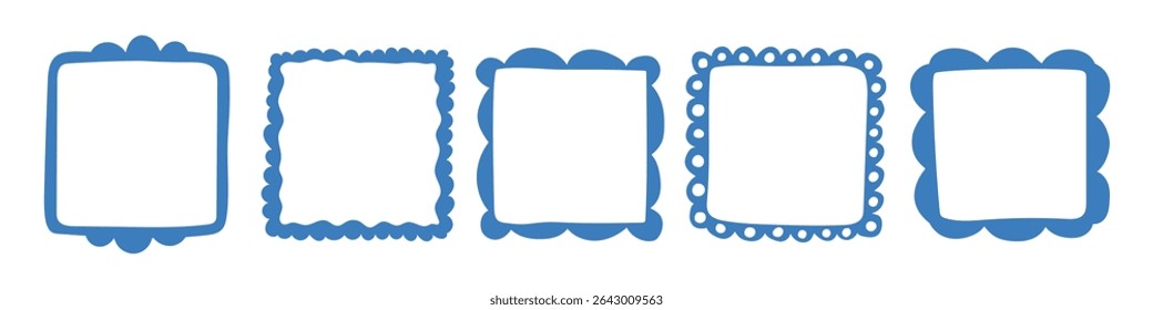 Vector set of hand drawn cut out style square frames and borders - abstract design elements for decoration or logo design templates, prints, placards 
