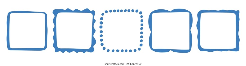 Vector set of hand drawn cut out style square frames and borders - abstract design elements for decoration or logo design templates, prints, placards 