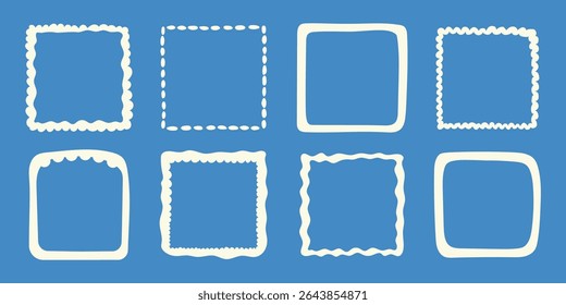 Vector set of hand drawn cut out style square frames and borders - abstract design elements for decoration or logo design templates, prints, placards 