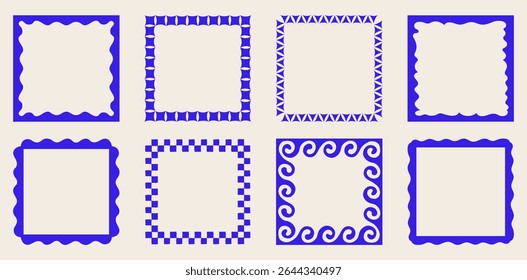 Vector set of hand drawn cut out style  frames and borders - abstract design elements for decoration or logo design templates, prints, placards, posts in modern minimalist style with copy space